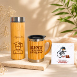 Teacher's Day Bamboo Mug, Bottle & Card Gift Set