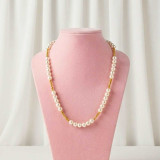 White Moti Mala with Golden Beads Pote-154