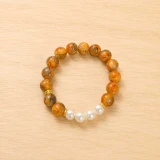 Orange Marble and White Pearl Stretch Bracelet Your Bala-54