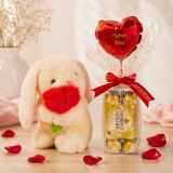 Bunny with Ferrero Rocher & Love Shape Balloon JNK-7662