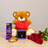 Roses, Teddy & Chocolate Hamper DKG-1542