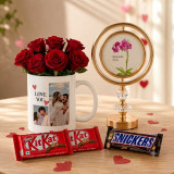 Personalized Mug Gift Set with Roses, Photo Frame Lamp & Chocolates JNK-7674