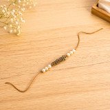 Pyaro Bhai Engraved Handmade Rakhi with Pearl Beads RK-19