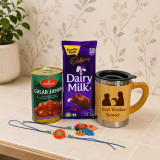 Bhaiya & Bhabhi Rakhi Gift Combo with Mug, Rakhi & Sweets JNK-7712