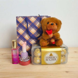 Ferreo Rocher Gift Combo with Teddy Keychain Gift Bag for Her JNK-7742