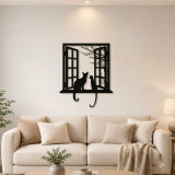 Wooden Window Cats Silhouette Wall Art WP-34