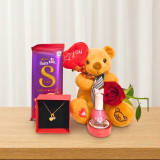 Romantic Gift Hamper: Heart Necklace, Teddy & Rose SK-3429