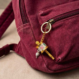 Golden & Silver Tibetan Prayer Wheel Keyring KH-38