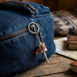 Buddhist Prayer Wheel Keychain with Om Mantra Design KH-37