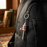 Copper & Silver Buddhist Prayer Wheel Keyring & Bag Charm KH-42