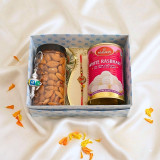 Traditional Ganesha Rakhi, Almonds, Sweets & Keyring