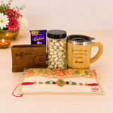 Personalized Rakhi Gift for Brother With Bamboo Mug, Nuts & Wallet SK-3466