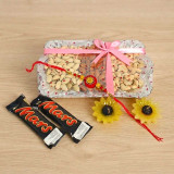 Dry Nuts with Rakhi, Chocolates & Candles Gift for Brother JNK-7798
