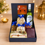 Personalized Raksha Bandhan Gift Hamper With Rakhi, wallet & Nuts SK-3483