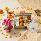 Divine Ganesha Rakhi , Mithai & Drynuts Gift Set DKG-1670
