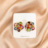 Multicolor Flower Stone Stud Earrings JR-520