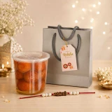 Gulab Jamun, Rakhi & Tag Gift set DKG-1675