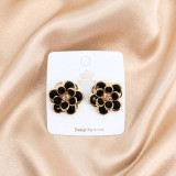 Fashion Black Floral Crystal Earrings JR-517