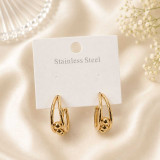 Stainless Steel Gold-Tone Double Hoop and Bead Earrings JR-521