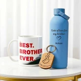 Personalized Bottle, Keychain & Mug Gift for Brother JNK-7874