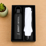 Black Matte Bottle With Umbrella Gift Set DKG-1725