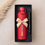 Corporate Red Matte Water Bottle & Pen Gift Set DKG-1733