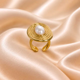 Chunky Golden Oval Ring JR-0011-E