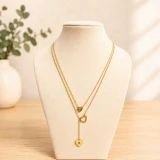 Personalized Couple’s Initial Engraved Double-Layer Heart Necklace SK-3548
