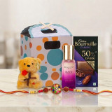 Sister’s Rakhi Gift with Teddy, Perfume & Chocolate