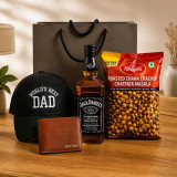 World’s Best Dad Gift Hamper with Whisky, Wallet, Cap & Snacks SK-3578