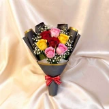 Pink, Yellow & Red Roses Bouquet JNK-7925