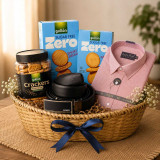 Pink Shirt (38cm), Belt & Gullon Biscuits Gift Combo for Him JNK-7926