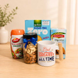 Wood Handle Ceramic Mug, Drynuts & Sugar Free Gift Hamper DKG-1818