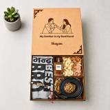Personalized Wooden Box, Rakhi & T-shirt Gift Set DKG-1834