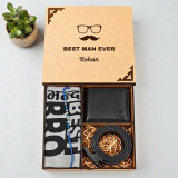 Personalized Box, T-shirt, Rakhi, Wallet & Belt Gift Set DKG-1836