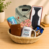 Best Dad Ever Gift Hamper with Gent's Park Shirt (39cm), Tie, Wallet, Mug, and Treats JNK-7347