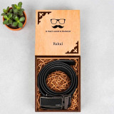 Personalized Wooden Box With Belt Gift Set DKG-1869
