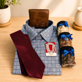 Men’s Gift Combo with 44cm Shirt, Tie, Wallet, Brooch & Dry Nuts JNK-7951