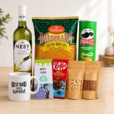 White Sweet Wine, Best Dad Mug & Dry Fruits Gift Hamper SK-3701