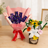 Fuzzy Flower Basket with Cadbury Chocolate Bouquet JNK-8012