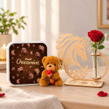 Romantic Rose & Chocolate Gift Hamper with Teddy Bear Keychain SK-3758