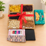 Dry Fruits, Soan Papdi, Wallet, Tika & Dhaka Topi Gift Set DKG-1954