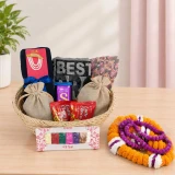 Traditional Bhai Tika Gift with T-Shirt, Dhaka Topi & Dry Nuts JNK-8096