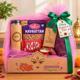 Dashain Gift Box with Personalized Bottle, Mobile Stand, Candle & Snacks JNK-8127