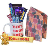Best Brother Coffee Mug with Chocolates, Dhaka Topi and Ganesh Ji Statue (12 items) Bhaitika