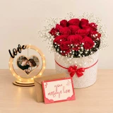 Red Roses Box with LED Love Frame & Greeting Card JNK-8155
