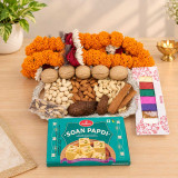 Festive Bhai Tika Gift Set with Dry Nuts, Mala & Tika JNK-8162