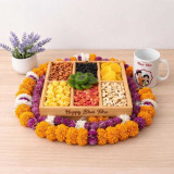 Traditional Bhai Tika Gift Set With Dry Fruits & Bhai Tika Mala Set SK-3830