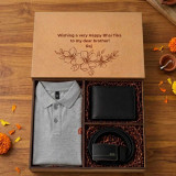 Tihar Gift Combo for Brother with T-Shirt, Wallet & Belt JNK-8191