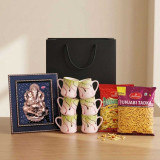 6-Piece Ceramic Cup & Ganesh Hanging Frame Hamper DKG-2060